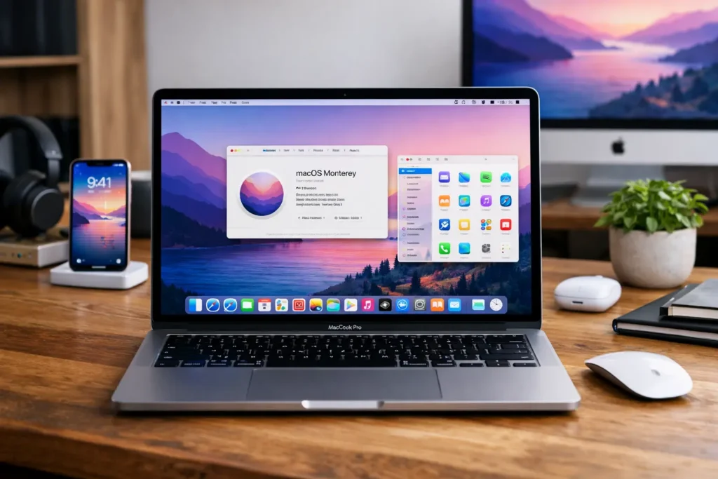 Macbook on desk