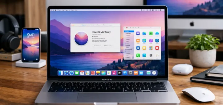 Macbook on desk